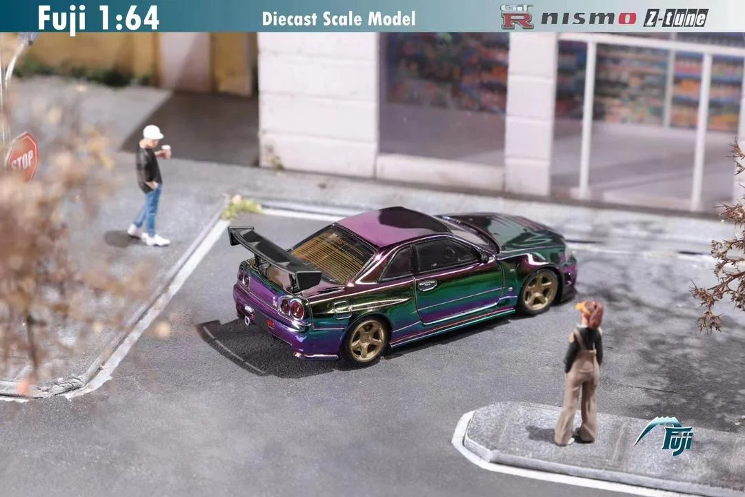 Fuji Model Nissan Skyline R34 GTR Green/Purple Chrome - Image 3