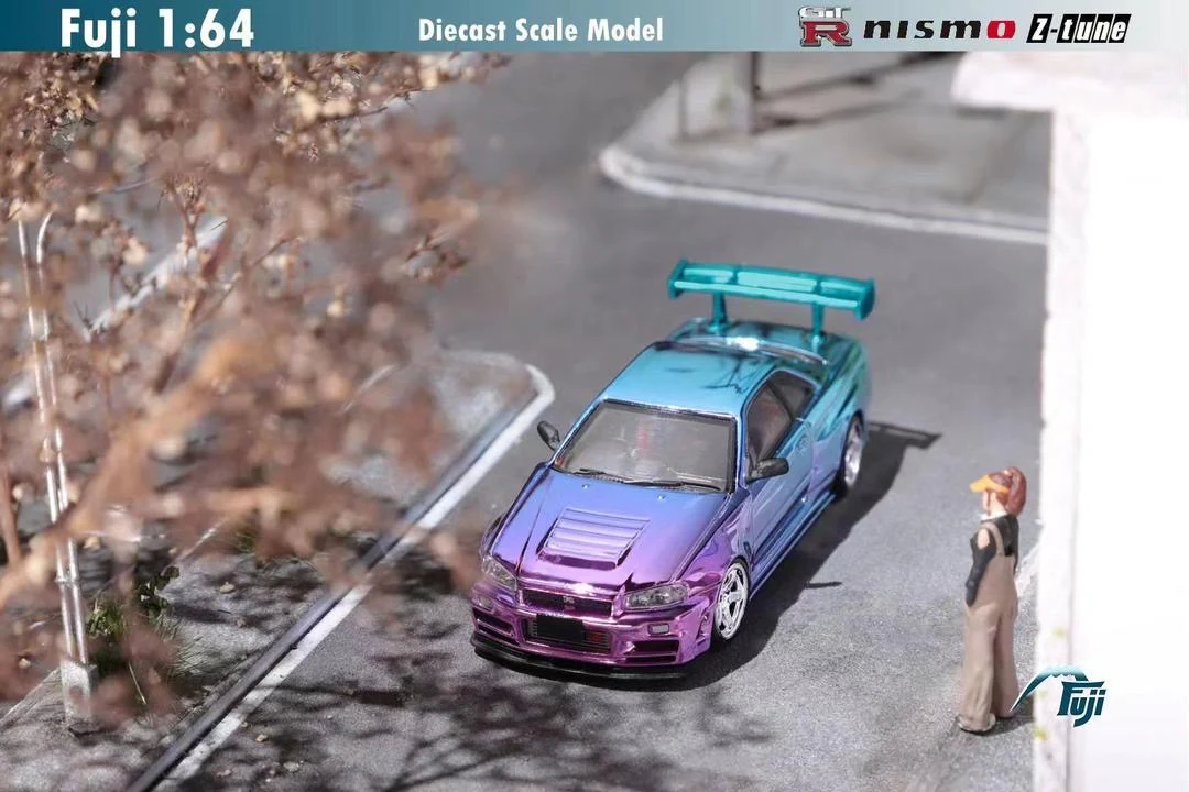 Fuji Model Nissan Skyline R34 GTR Purple/Blue Chrome - Image 2
