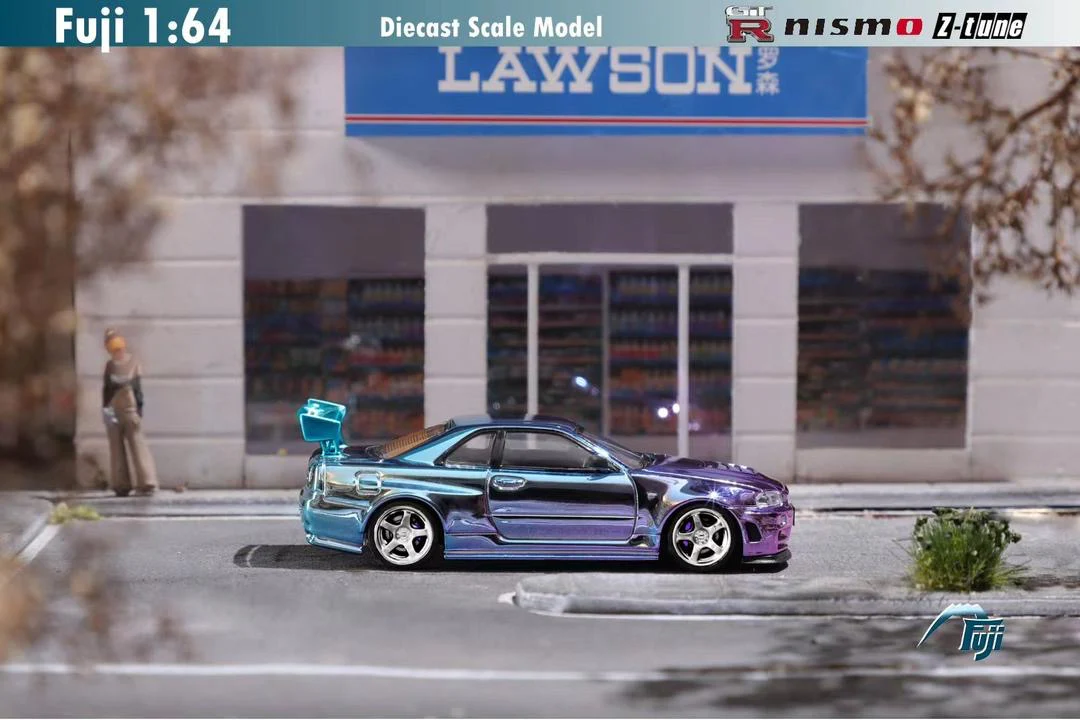Fuji Model Nissan Skyline R34 GTR Purple/Blue Chrome - Image 3
