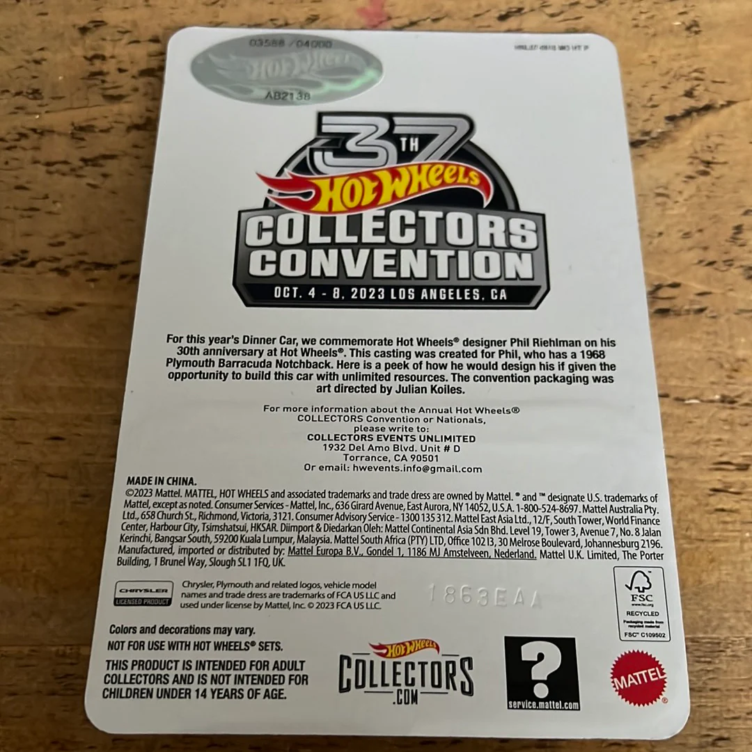Hot Wheels Convention 1968 Custom Plymouth Barracuda - Image 3