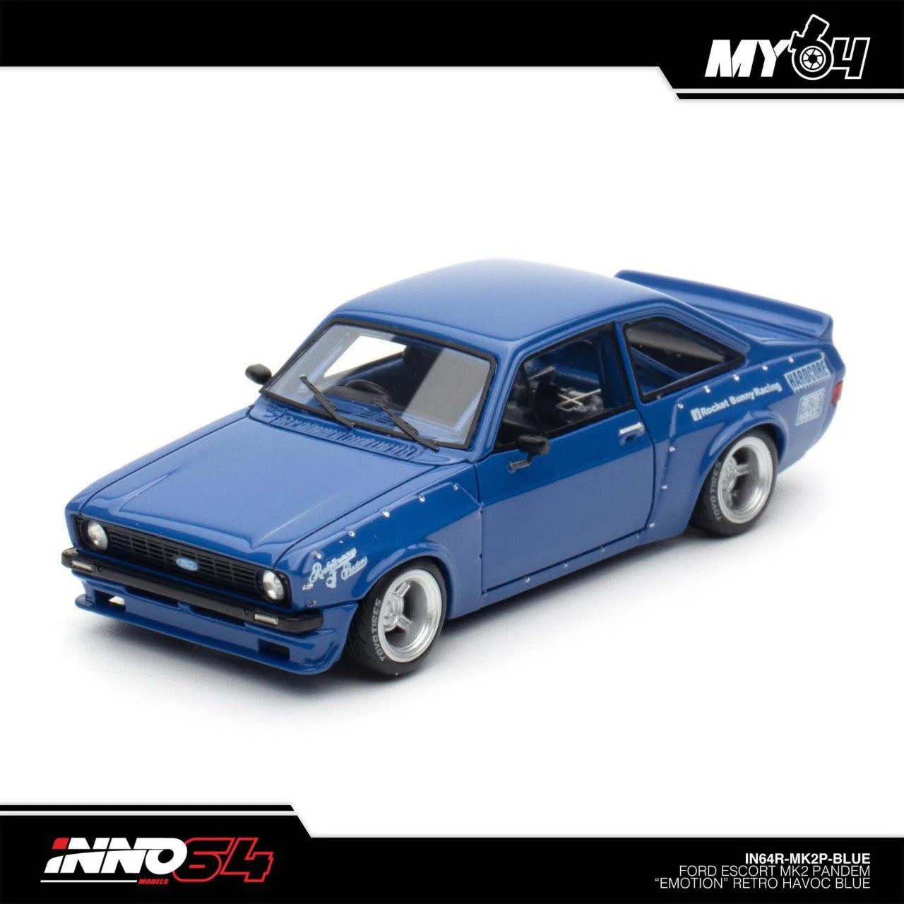 Inno64 R Resin Ford Escort MK2 Pandem Emotion Retro Havoc Blue