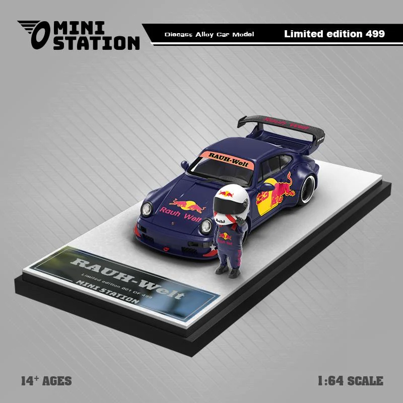Mini Station Porsche 964 RWB Red Bull With Figure