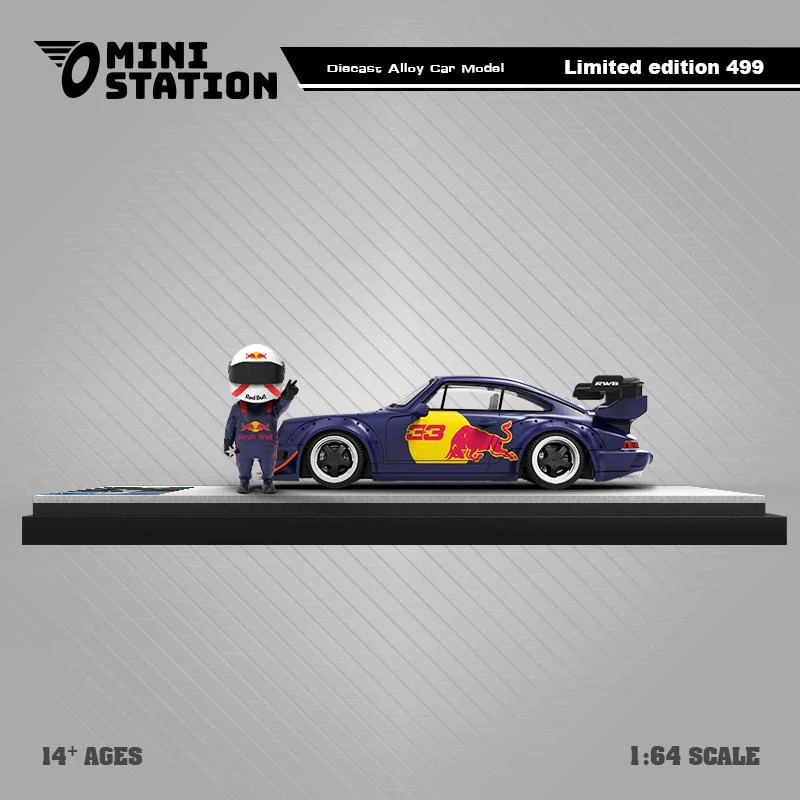 Mini Station Porsche 964 RWB Red Bull With Figure - Image 2