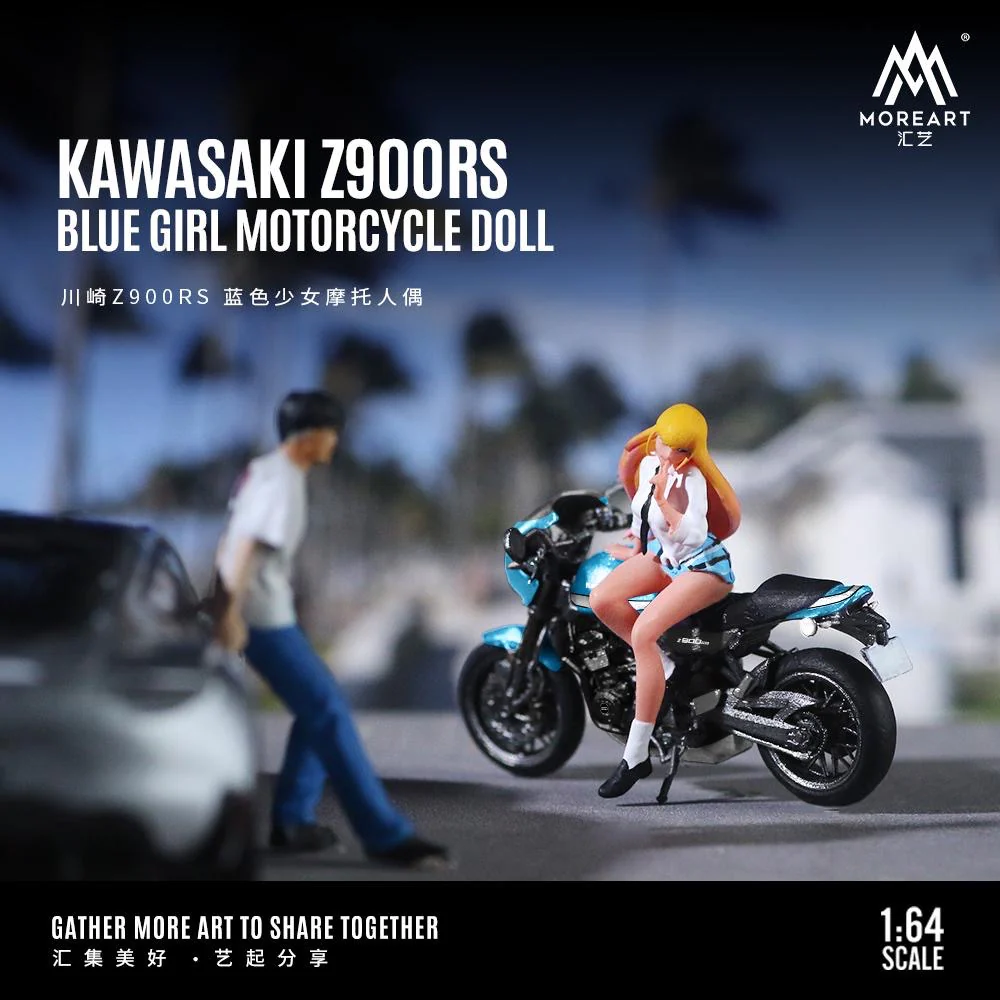 MoreArt Kawasaki Z900RS Motorbike & Girl Figure - Image 2