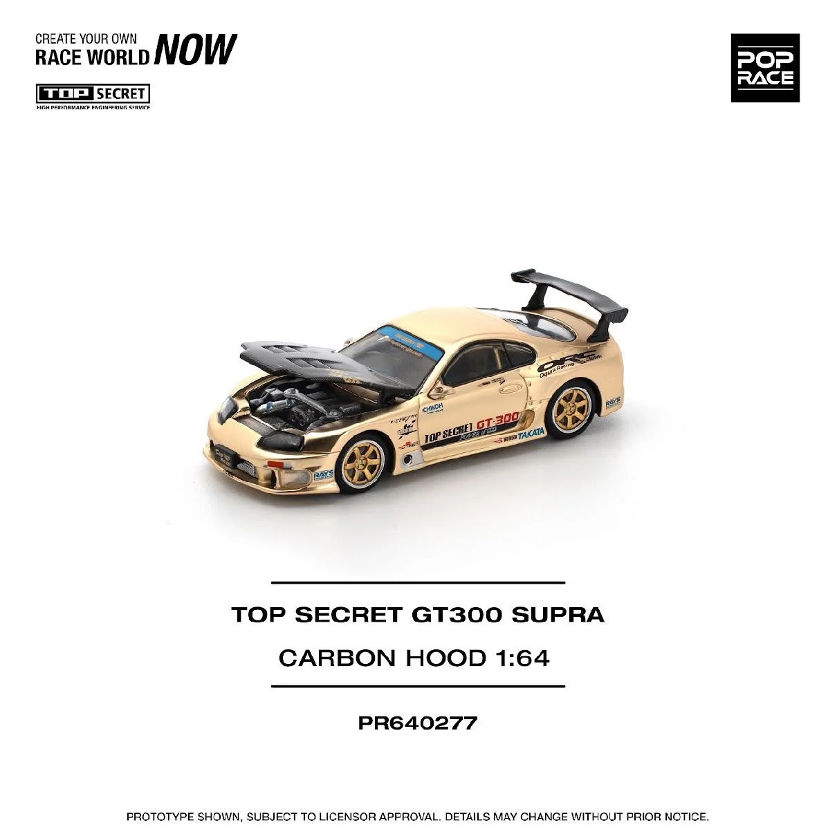 Pop Race Top Secret Toyota Supra GT300 Gold Chrome