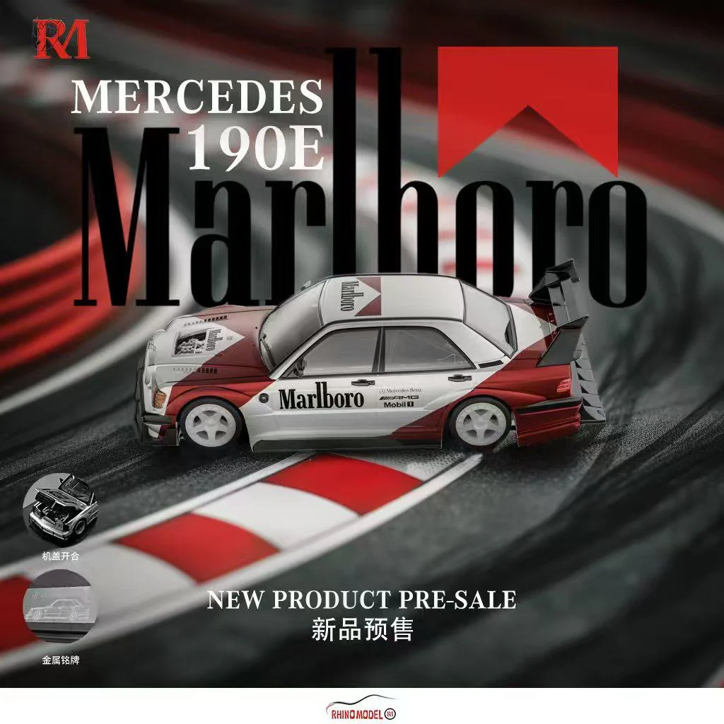 Rhino Model Mercedes Benz 190E Marlboro Red