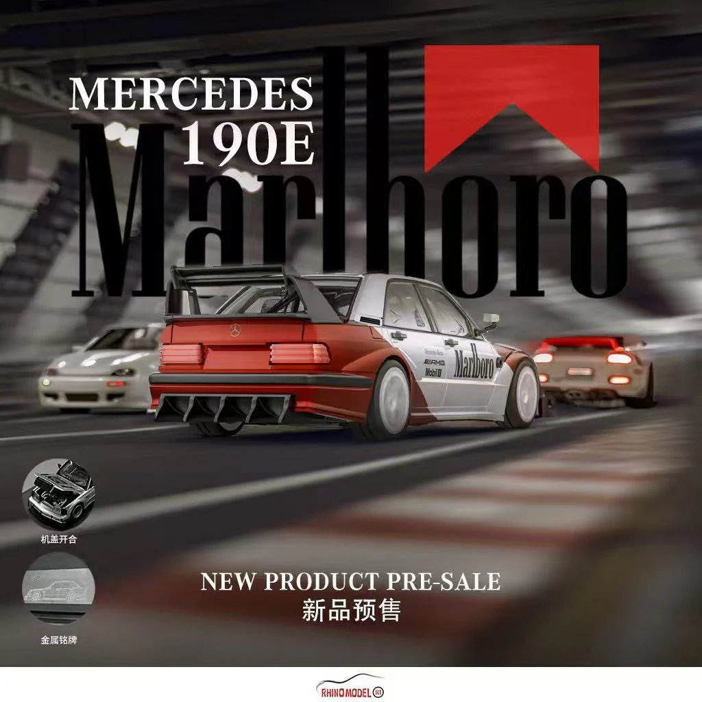 Rhino Model Mercedes Benz 190E Marlboro Red - Image 2
