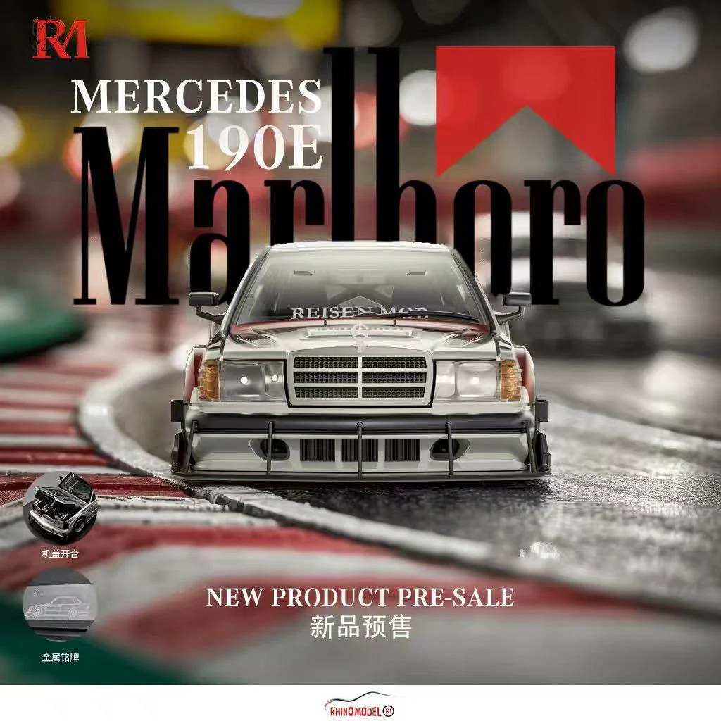 Rhino Model Mercedes Benz 190E Marlboro Red - Image 3