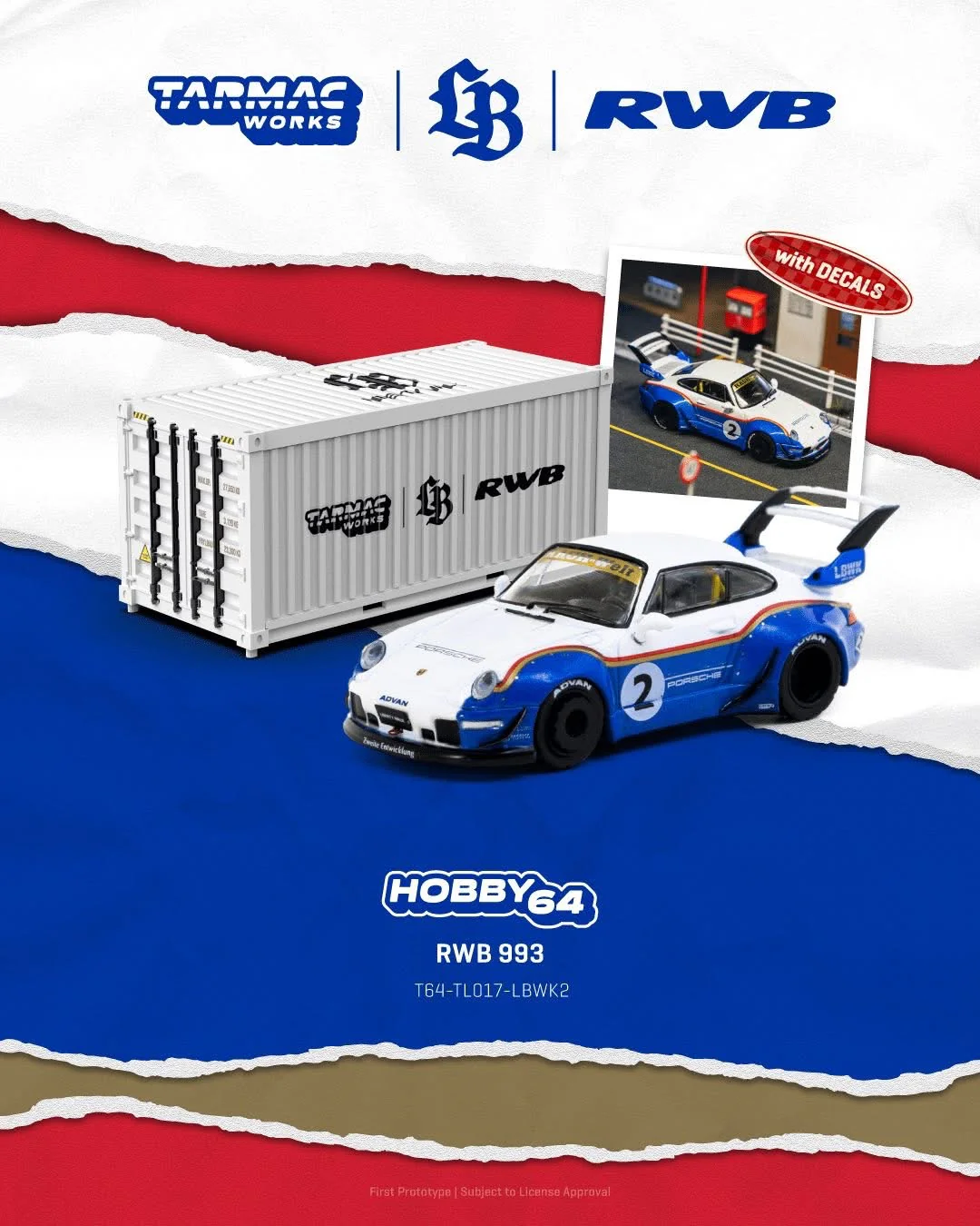 Tarmac Works Porsche 993 RWB Liberty Walk With Container