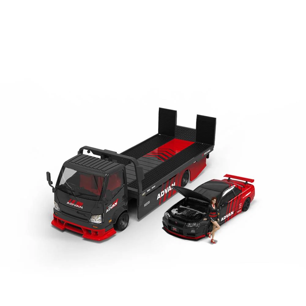 Timemicro Advan Set H300 Flatbed Nissan Skyline R34 GTR & Figure - Image 4