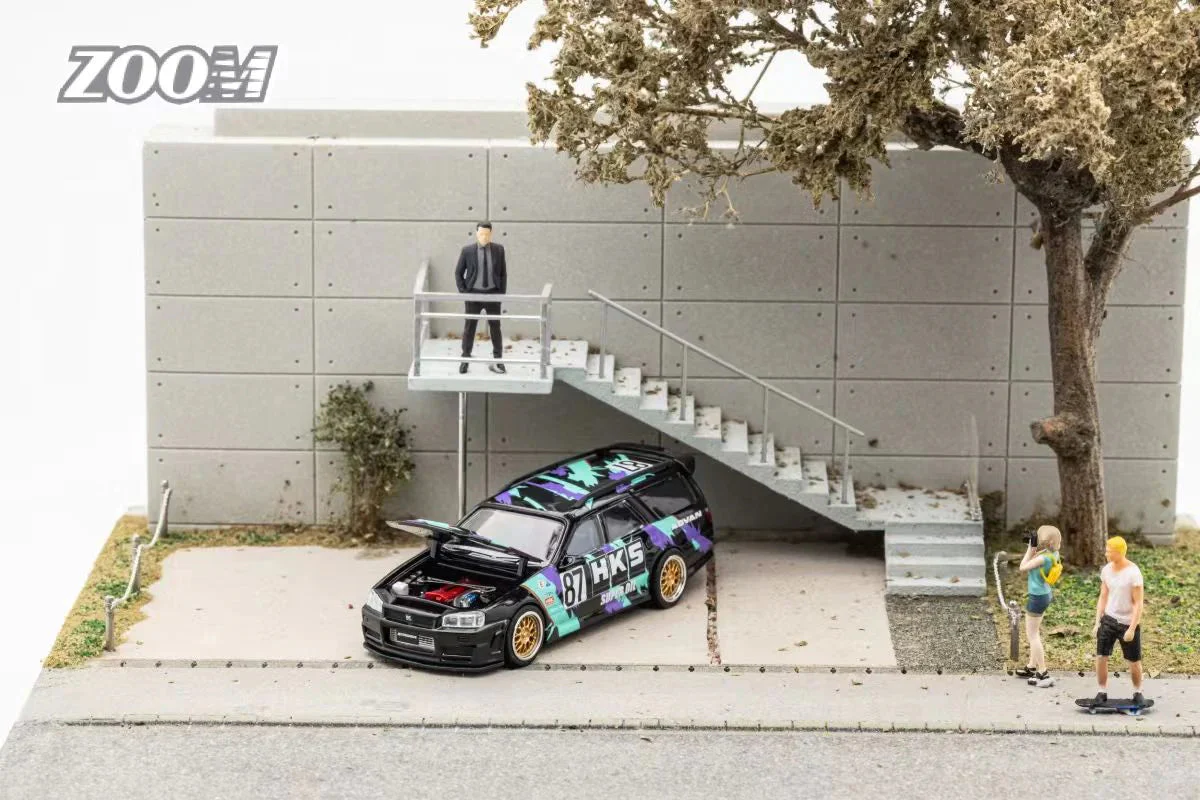 Zoom Model Nissan Stagea With R34 GTR Front End HKS Livery - Image 3